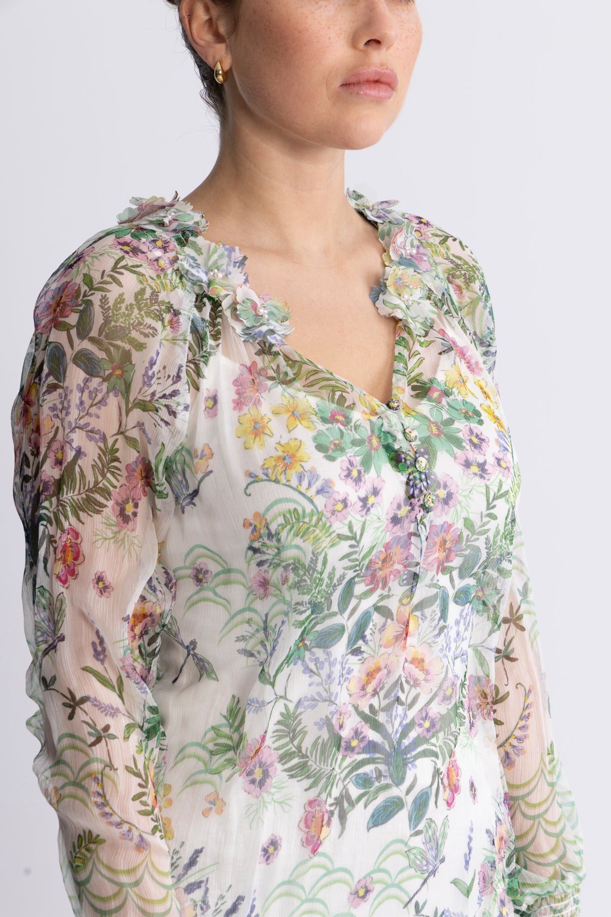 Monica Blouse W/Applique - Ivory