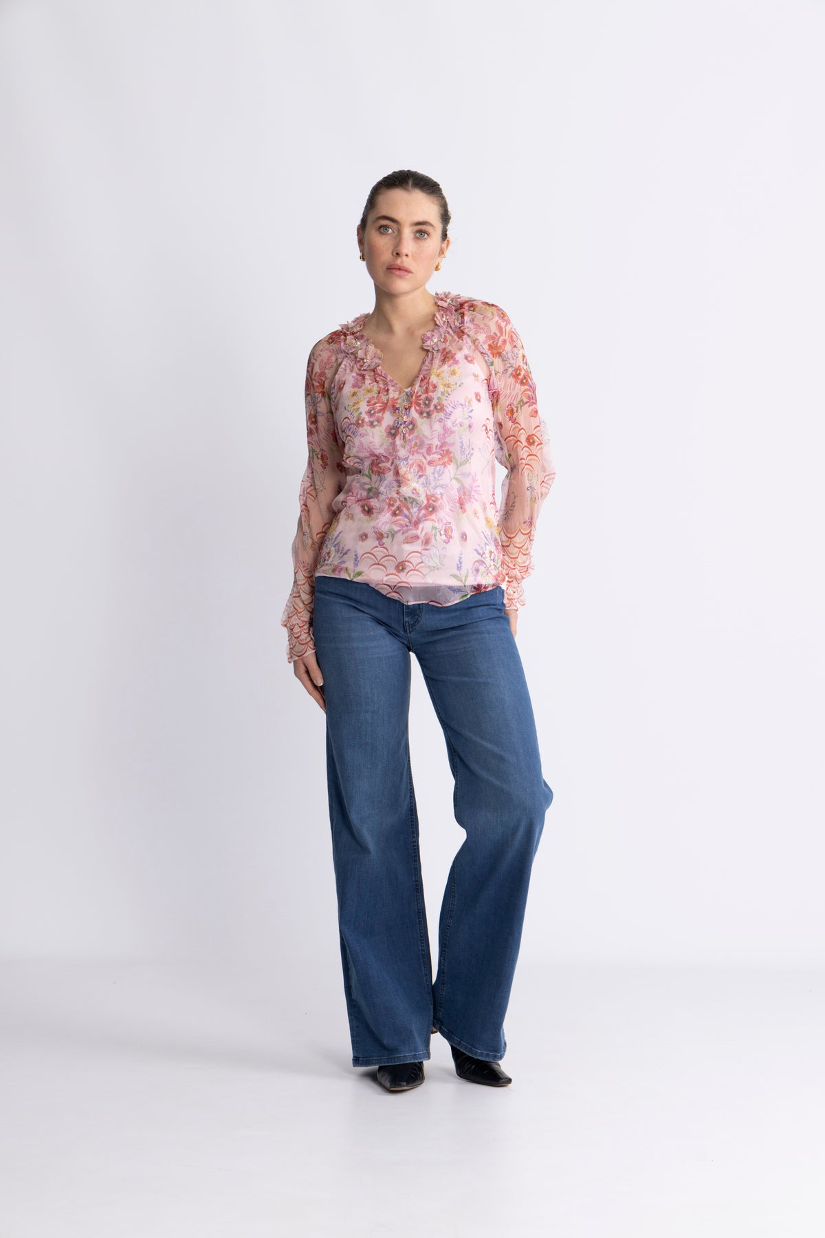Monica Blouse W/Applique - Pink