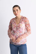 Monica Blouse W/Applique - Pink