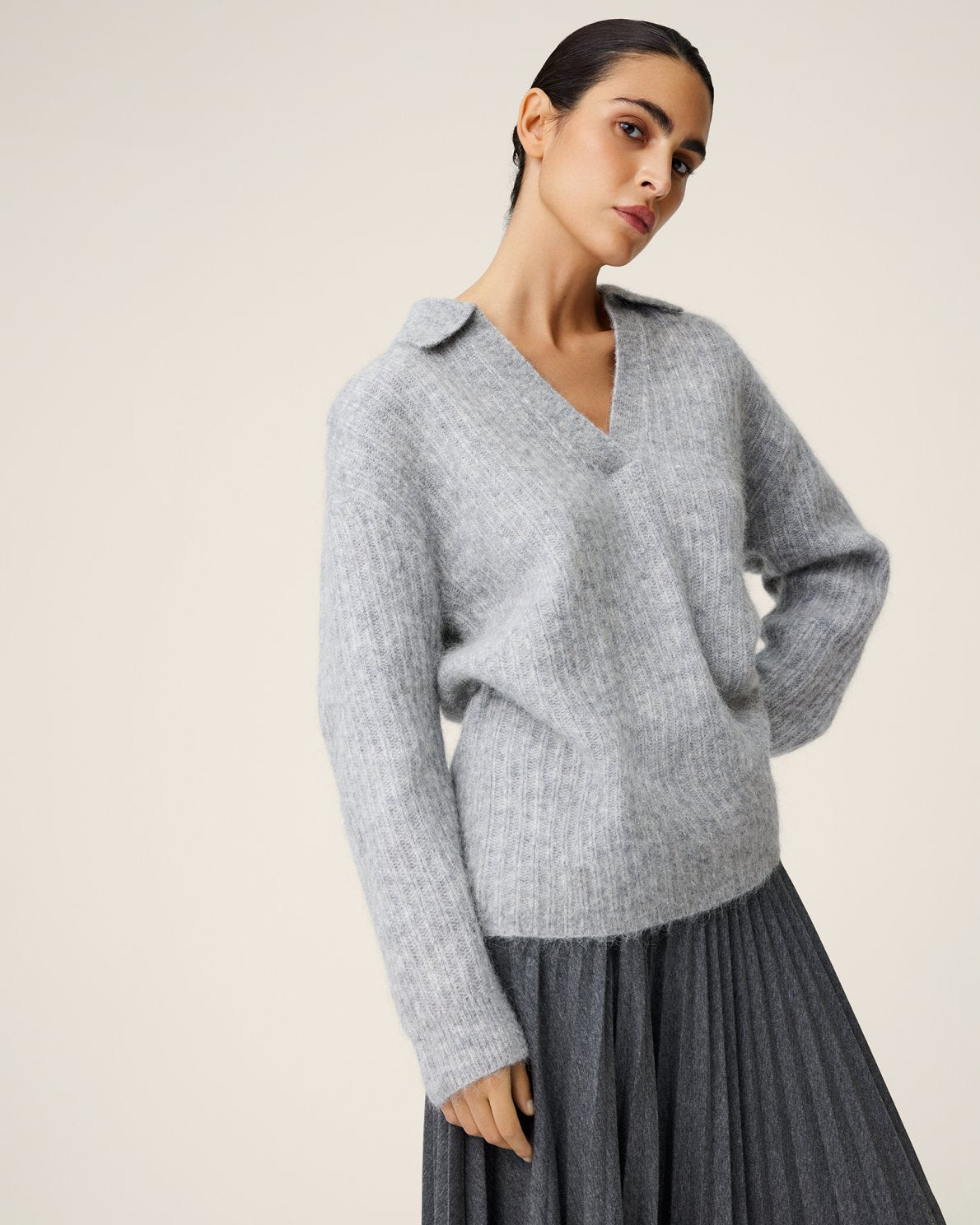 Elisia Nenaya Pullover - Light Grey Melange