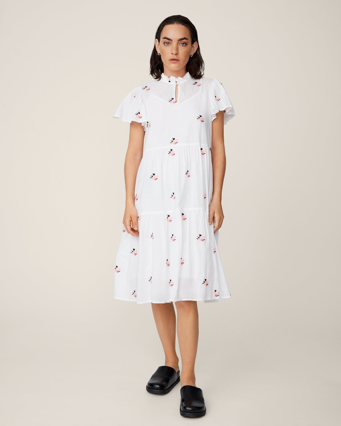 Elvyne Ss Emb Dress - Bright White