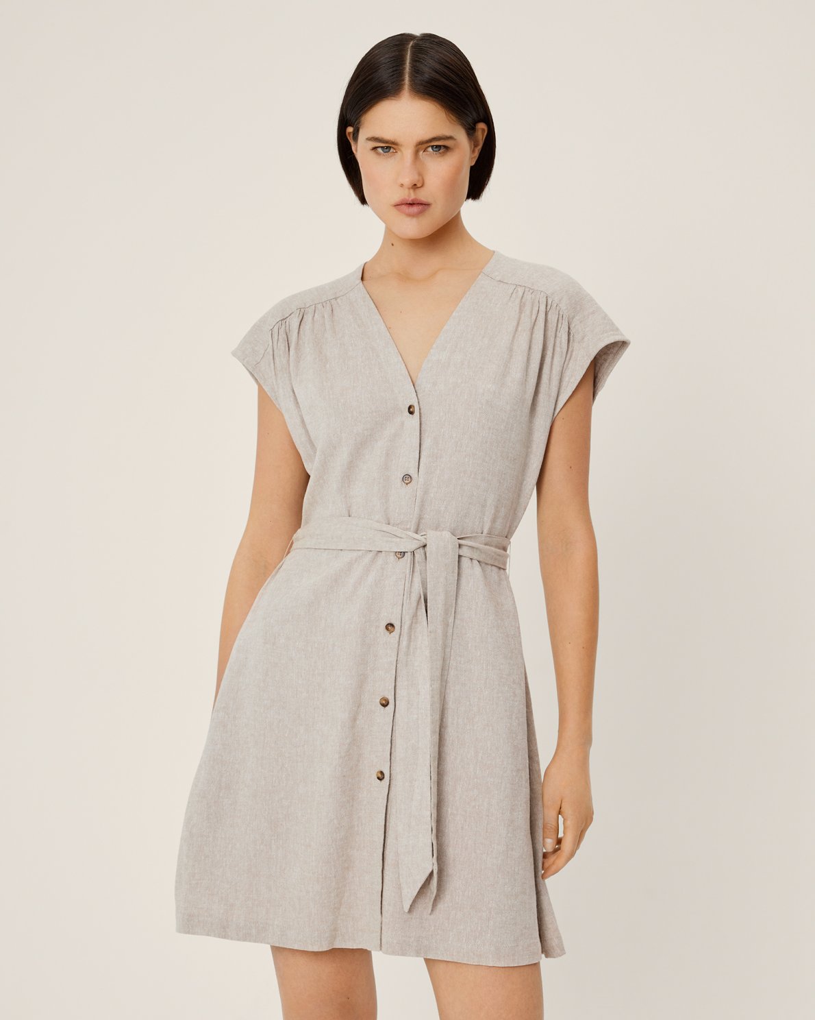 Jovene Ginia Ss Dress - Sand