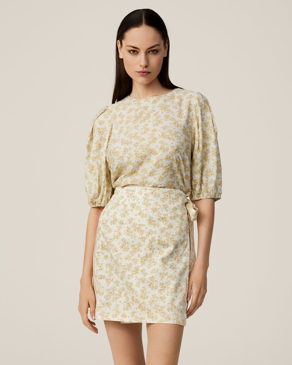 Marva Ladonna Wrap Skirt Aop - Reed Yellow