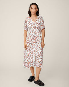 Neomina Rikkelie Ss Shirt Dress Aop - Persimmon Flwr