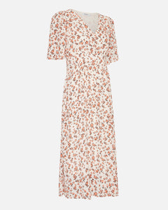 Neomina Rikkelie Ss Shirt Dress Aop - Persimmon Flwr