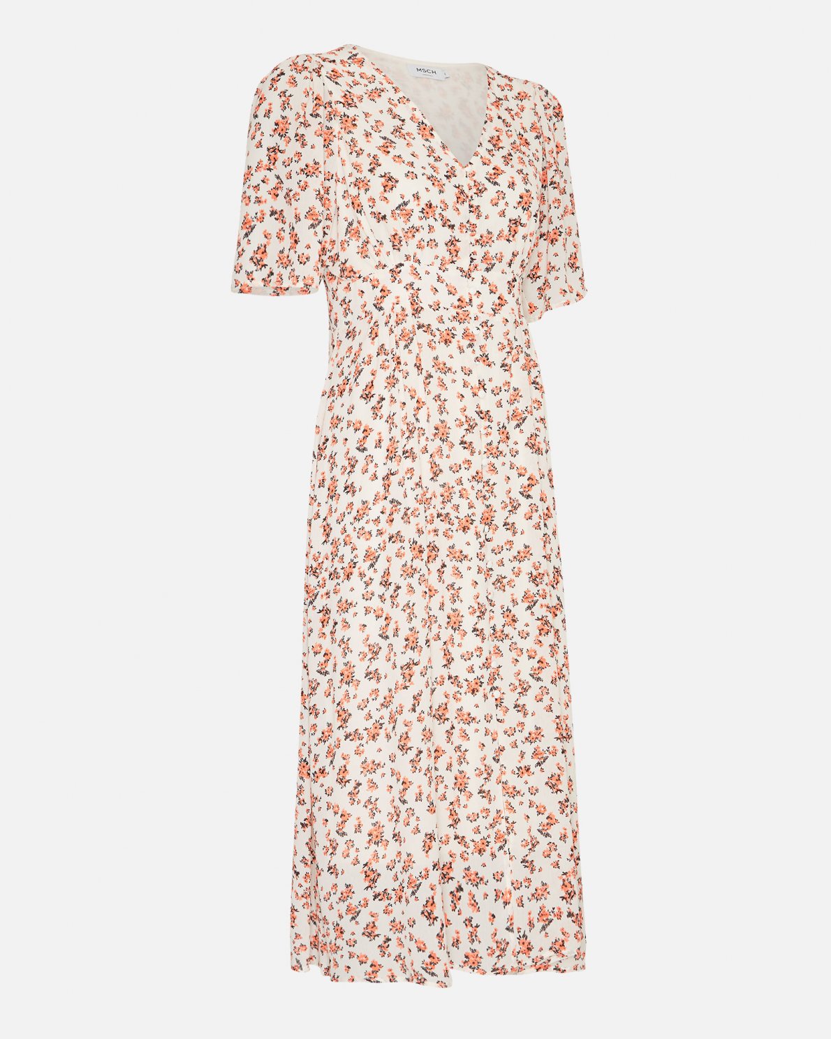 Neomina Rikkelie Ss Shirt Dress Aop - Persimmon Flwr