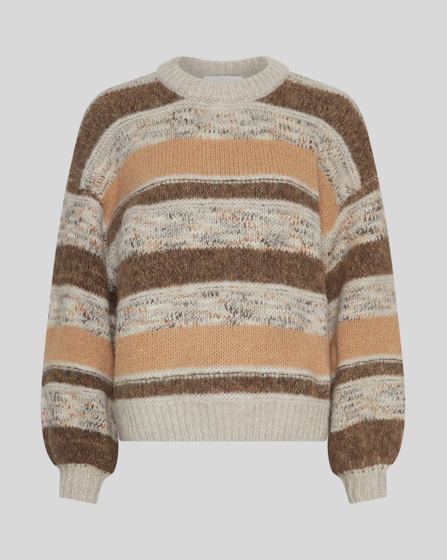Constance Pullover Stp - Oatmeal/Sla/Blk