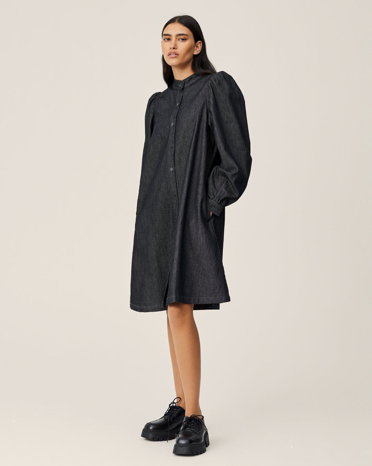 Elena Shirt Dress - Black Wash
