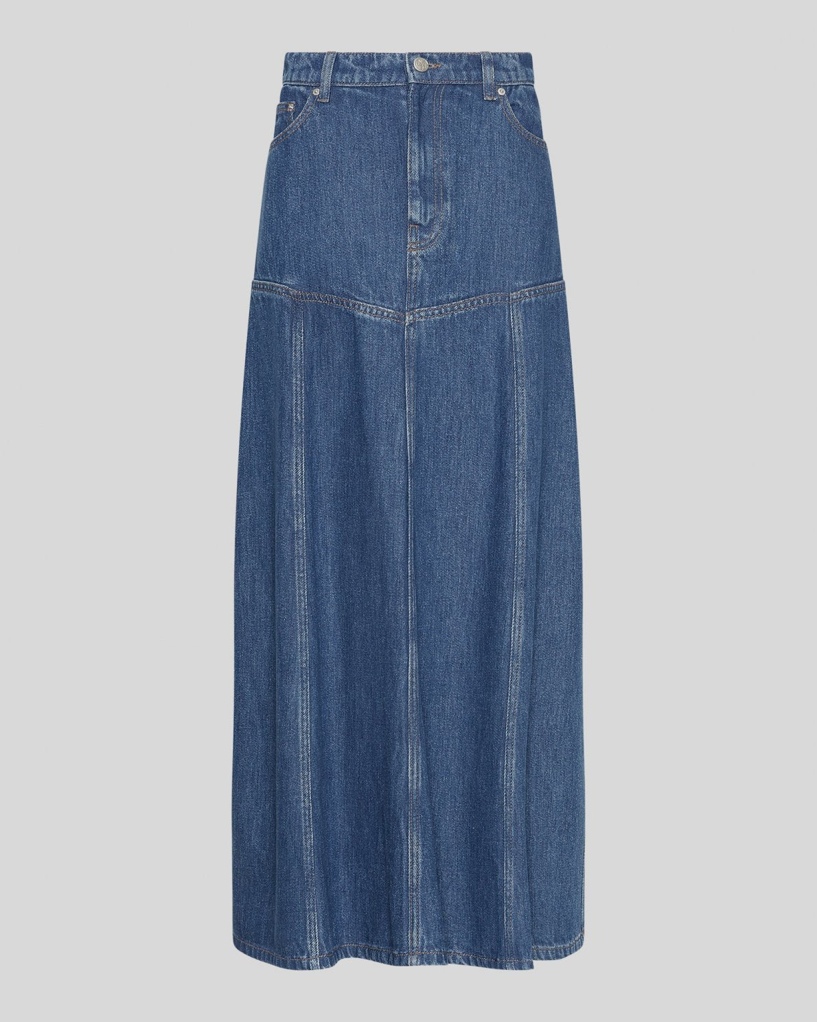 Laurentine Rue Hw Skirt - Mid Blue Wash