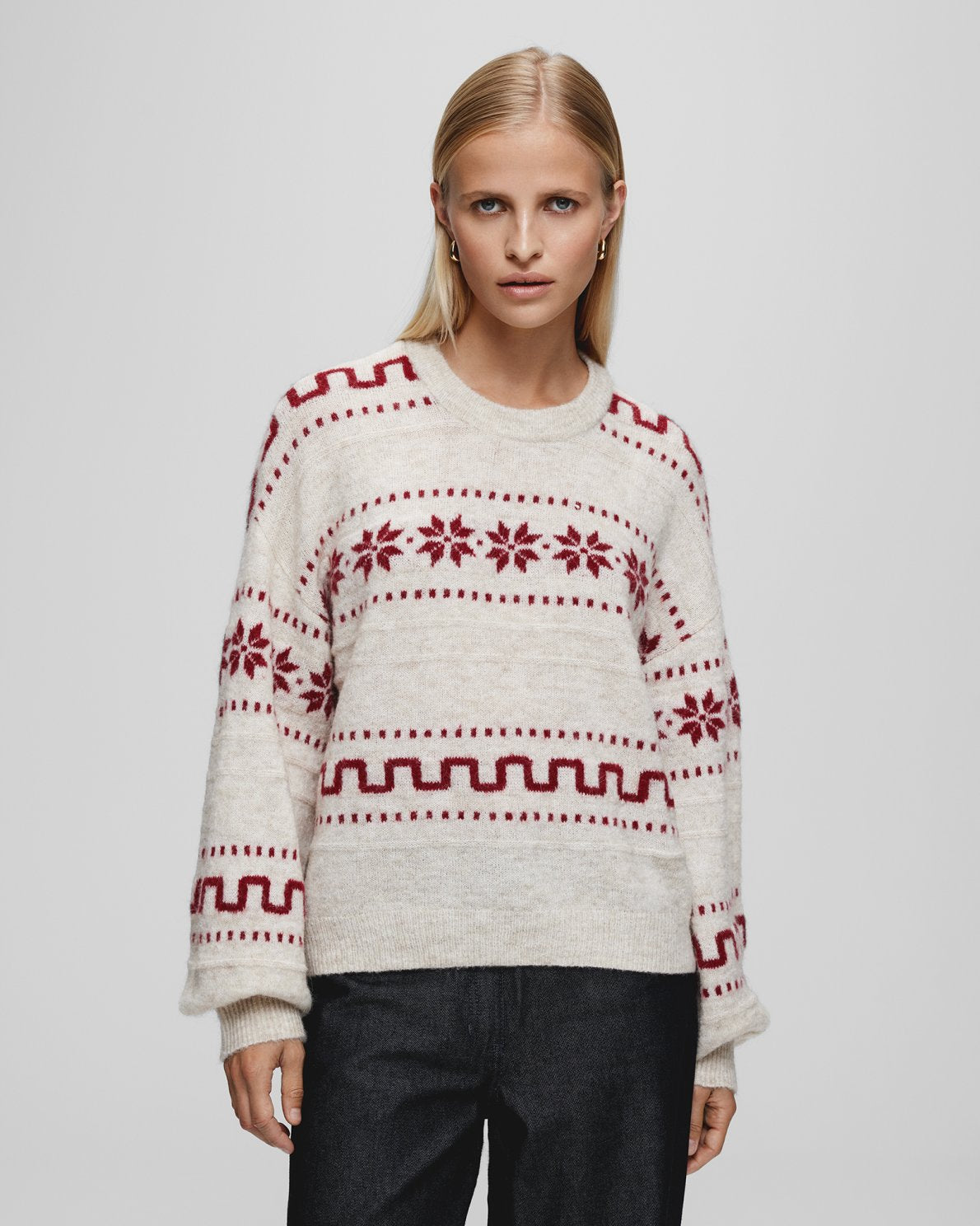 Lerato Hope Pullover Aop - Oat Mel Rhubarb