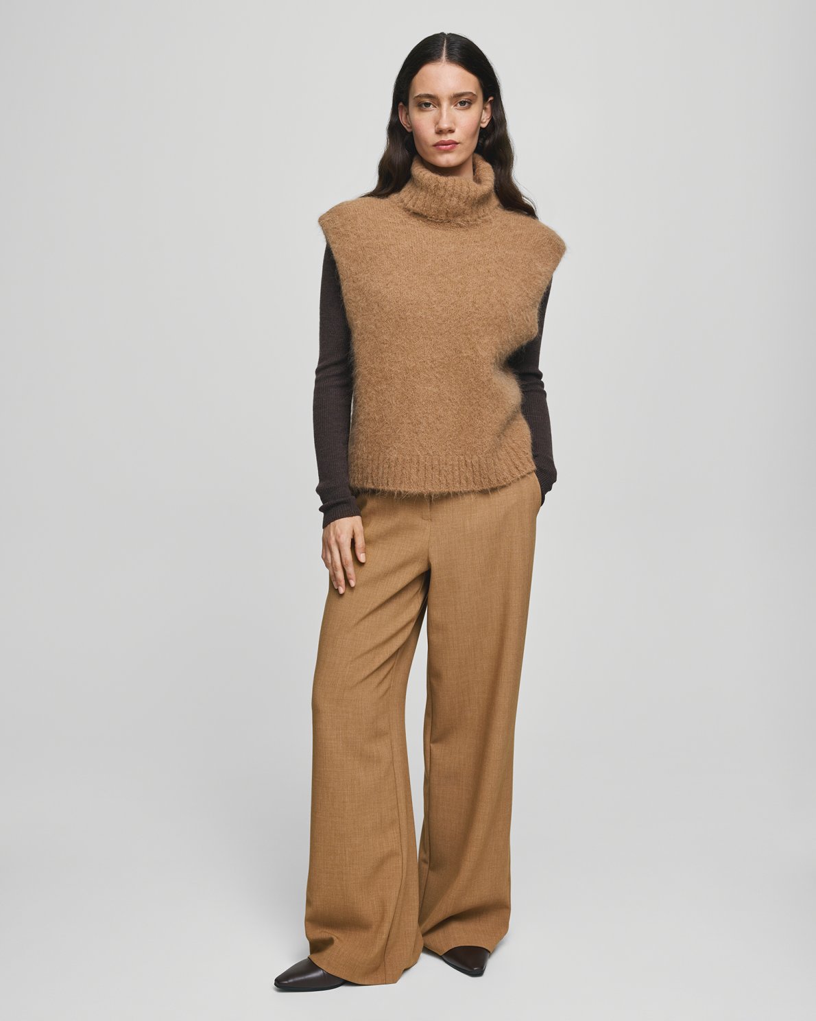 Moss Copenhagen Macy Michelle HW Wide Byxor - T Coconut Mel