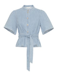 Ingrid Lis 2/4 Denim Belt Shirt - Light Blue Wash