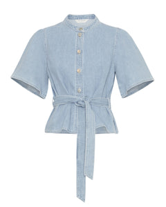 Ingrid Lis 2/4 Denim Belt Shirt - Light Blue Wash