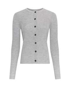 Rigmor Avalina Rib Cardigan - Light Grey Melange