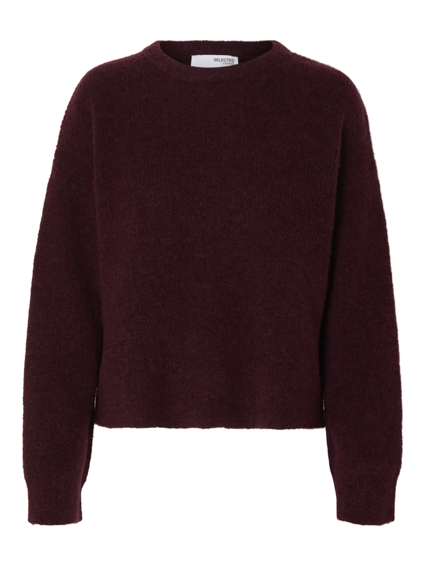 Sia Ras Ls Knit New O-Neck - Fig Melange