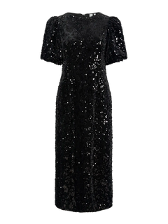 Yassofie 2/4 Sequin Midi Dress - Black