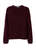 Lulu Brushed Ls Knit O-Neck - Fig Melange