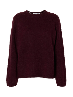 Lulu Brushed Ls Knit O-Neck - Fig Melange