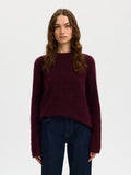 Lulu Brushed Ls Knit O-Neck - Fig Melange