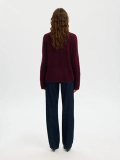 Lulu Brushed Ls Knit O-Neck - Fig Melange