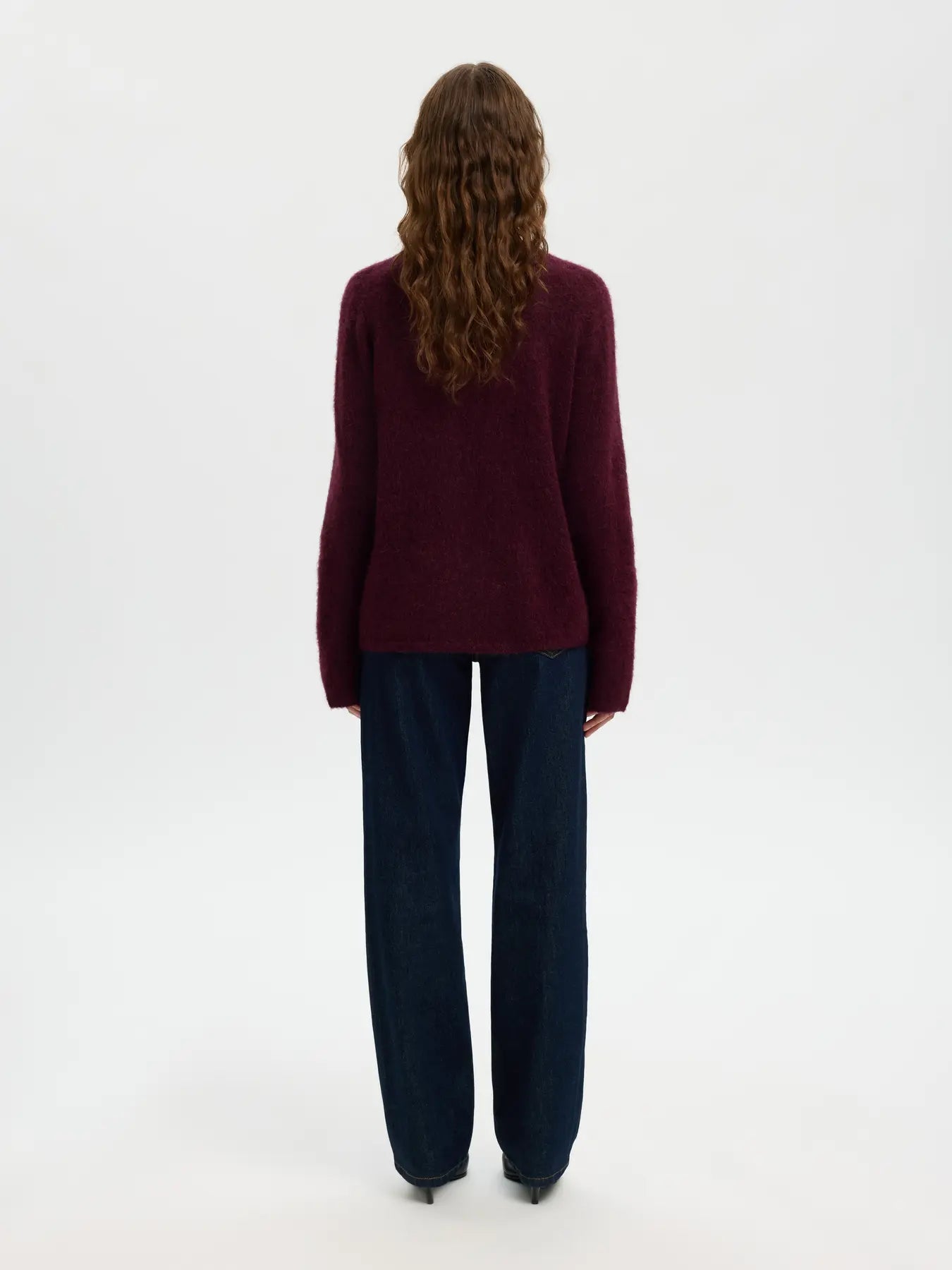 Lulu Brushed Ls Knit O-Neck - Fig Melange