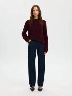 Lulu Brushed Ls Knit O-Neck - Fig Melange