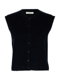 Lulu Sl Button O-Neck Vest - Dark Sapphire Melange