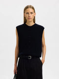 Lulu Sl Button O-Neck Vest - Dark Sapphire Melange