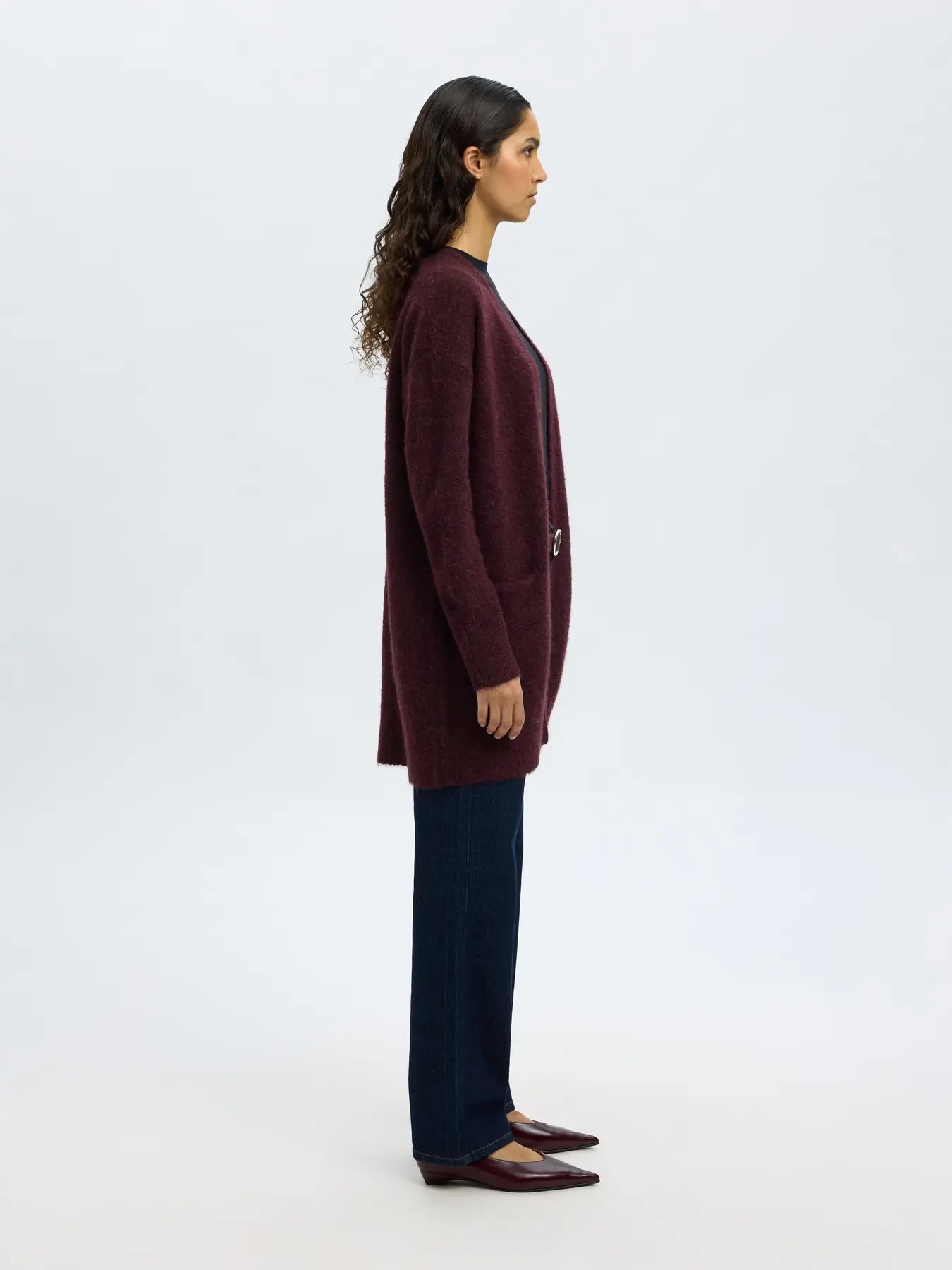 Selected Femme Lulu Lång Kofta - Fig Melange