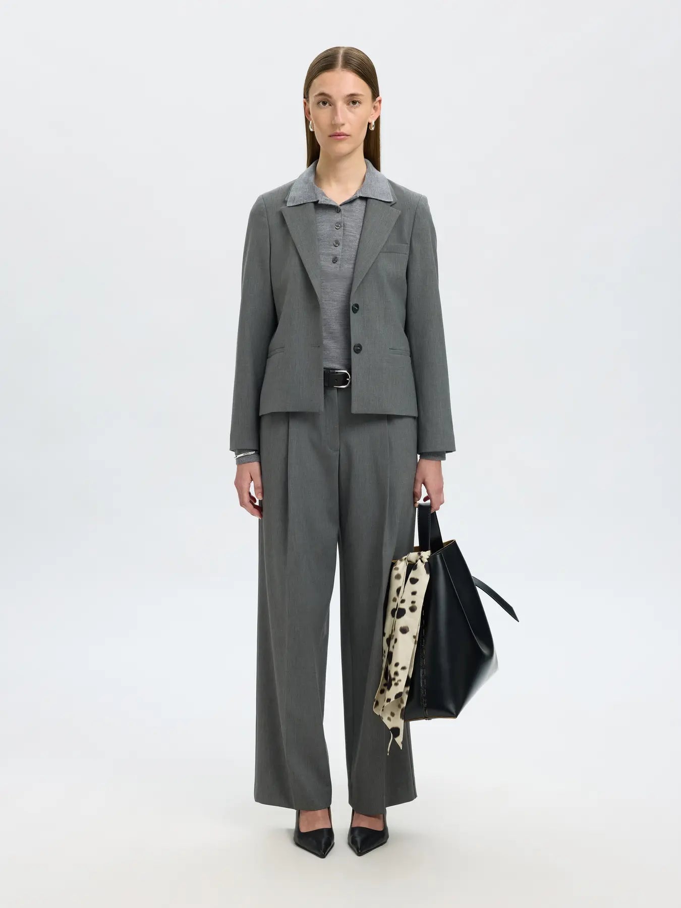 Wide-Rita Lano Mw Pant - Medium Grey Melange