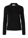 Lura Ls Slim Knit Collar Neck - Black Tonal Lurex