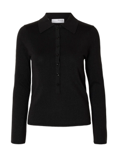 Lura Ls Slim Knit Collar Neck - Black Tonal Lurex