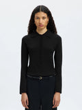 Lura Ls Slim Knit Collar Neck - Black Tonal Lurex