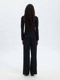Lura Ls Slim Knit Collar Neck - Black Tonal Lurex