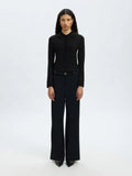 Lura Ls Slim Knit Collar Neck - Black Tonal Lurex