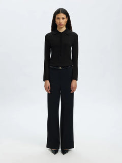 Lura Ls Slim Knit Collar Neck - Black Tonal Lurex