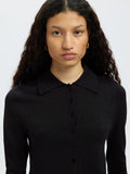 Lura Ls Slim Knit Collar Neck - Black Tonal Lurex