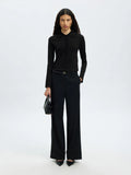 Lura Ls Slim Knit Collar Neck - Black Tonal Lurex