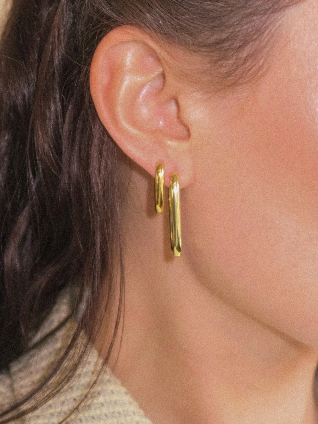 Petite Edge Hoops - Guld