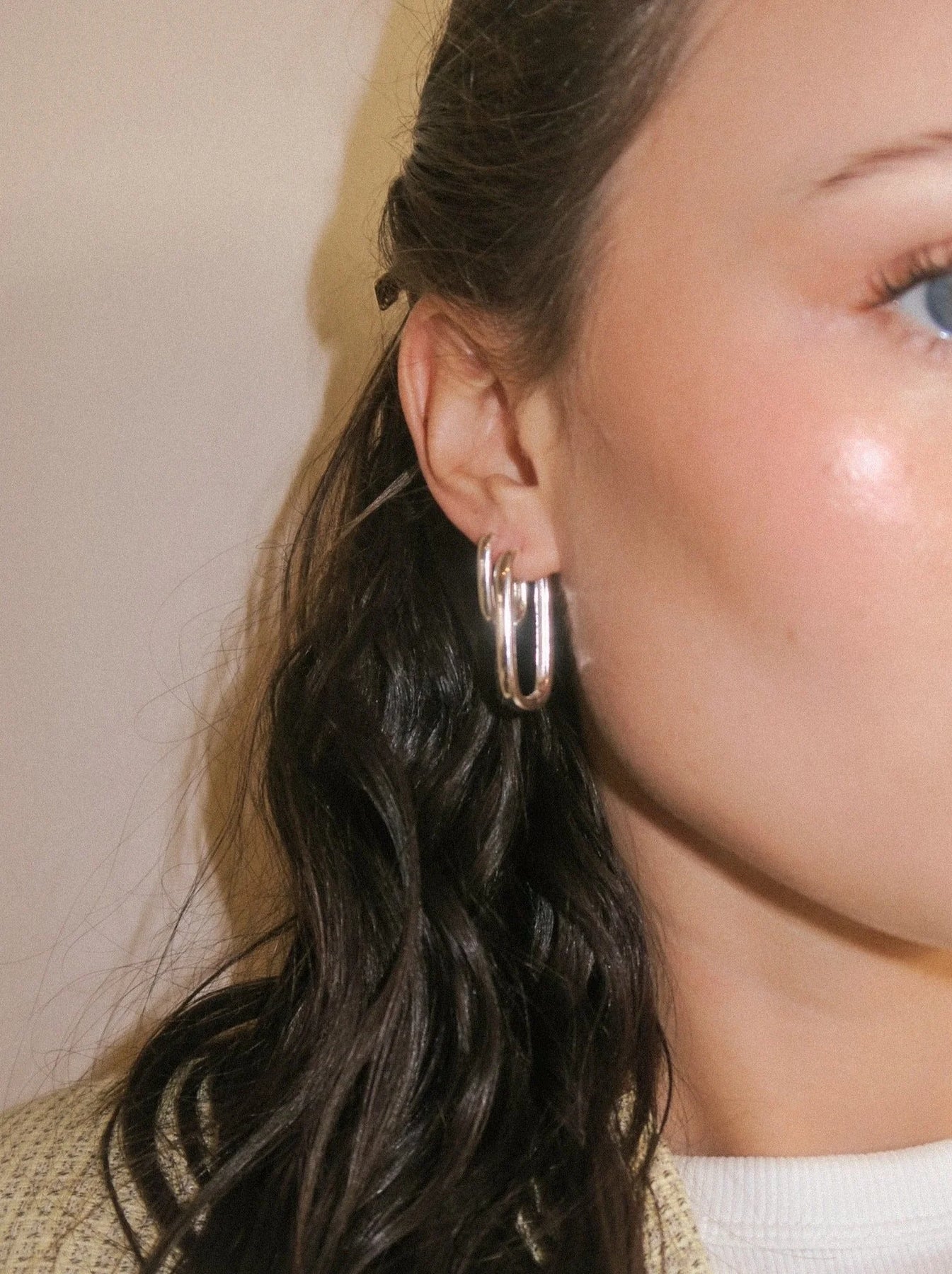 Petite Edge Hoops - Silver