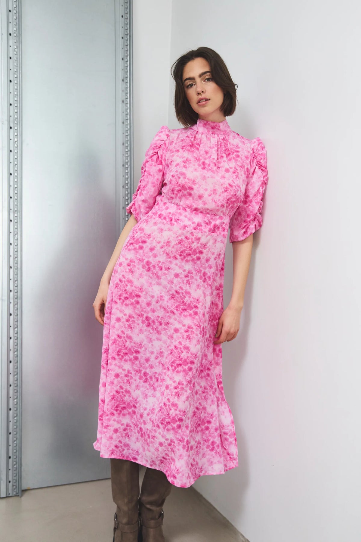 Leo Long Dress - Trudy Pink Print