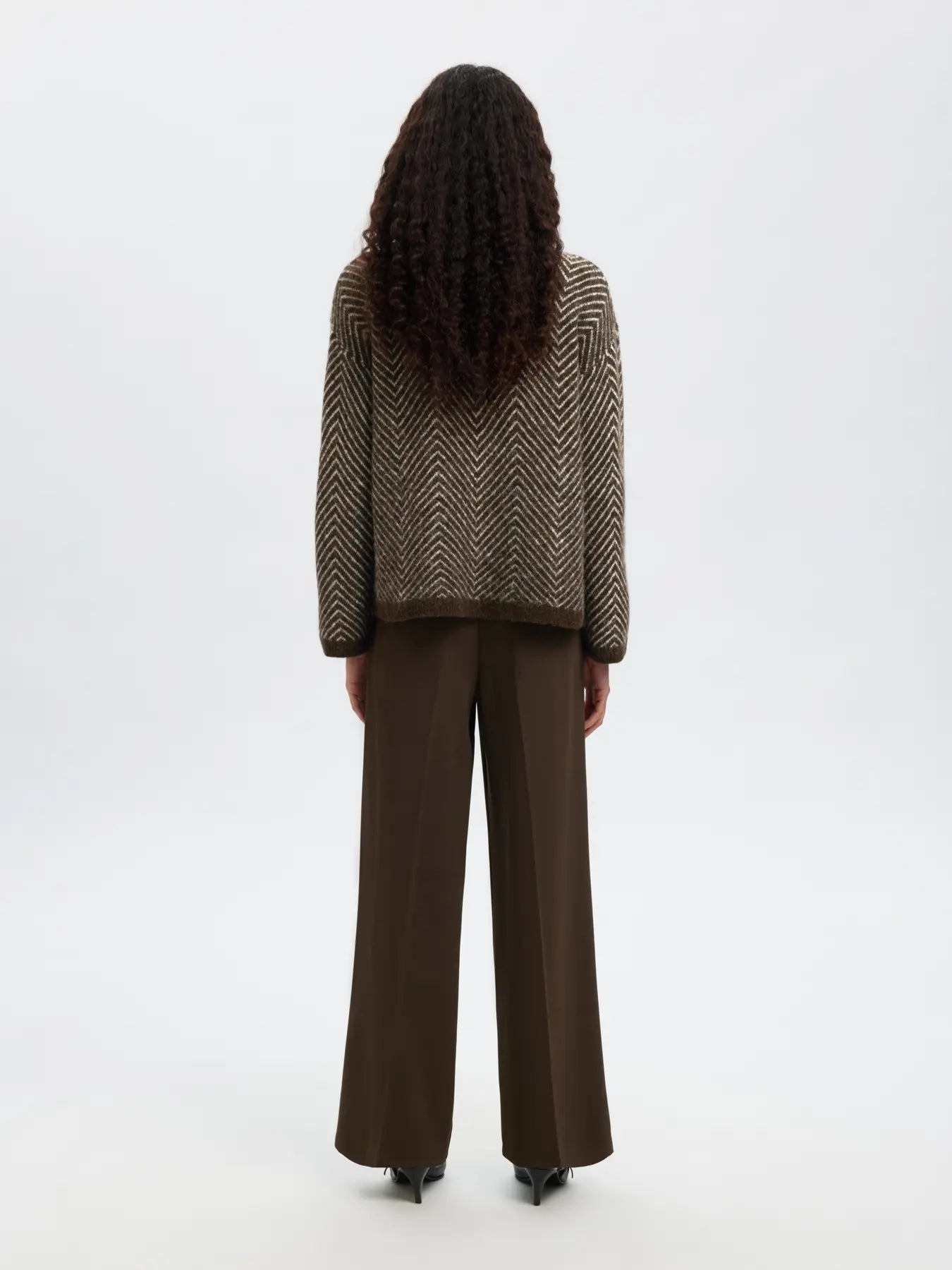 Selected Lulu Ls Herringbone Knit High Neck - Delicioso Birch