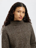 Selected Lulu Ls Herringbone Knit High Neck - Delicioso Birch