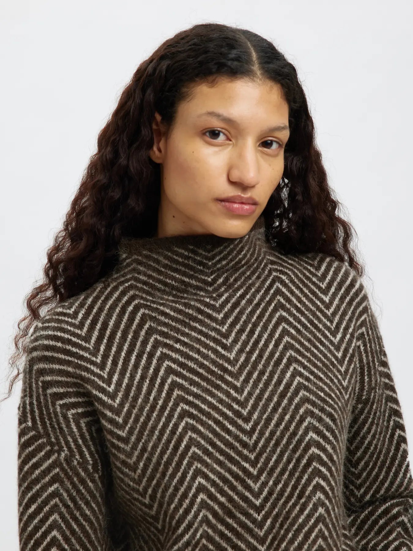 Selected Lulu Ls Herringbone Knit High Neck - Delicioso Birch