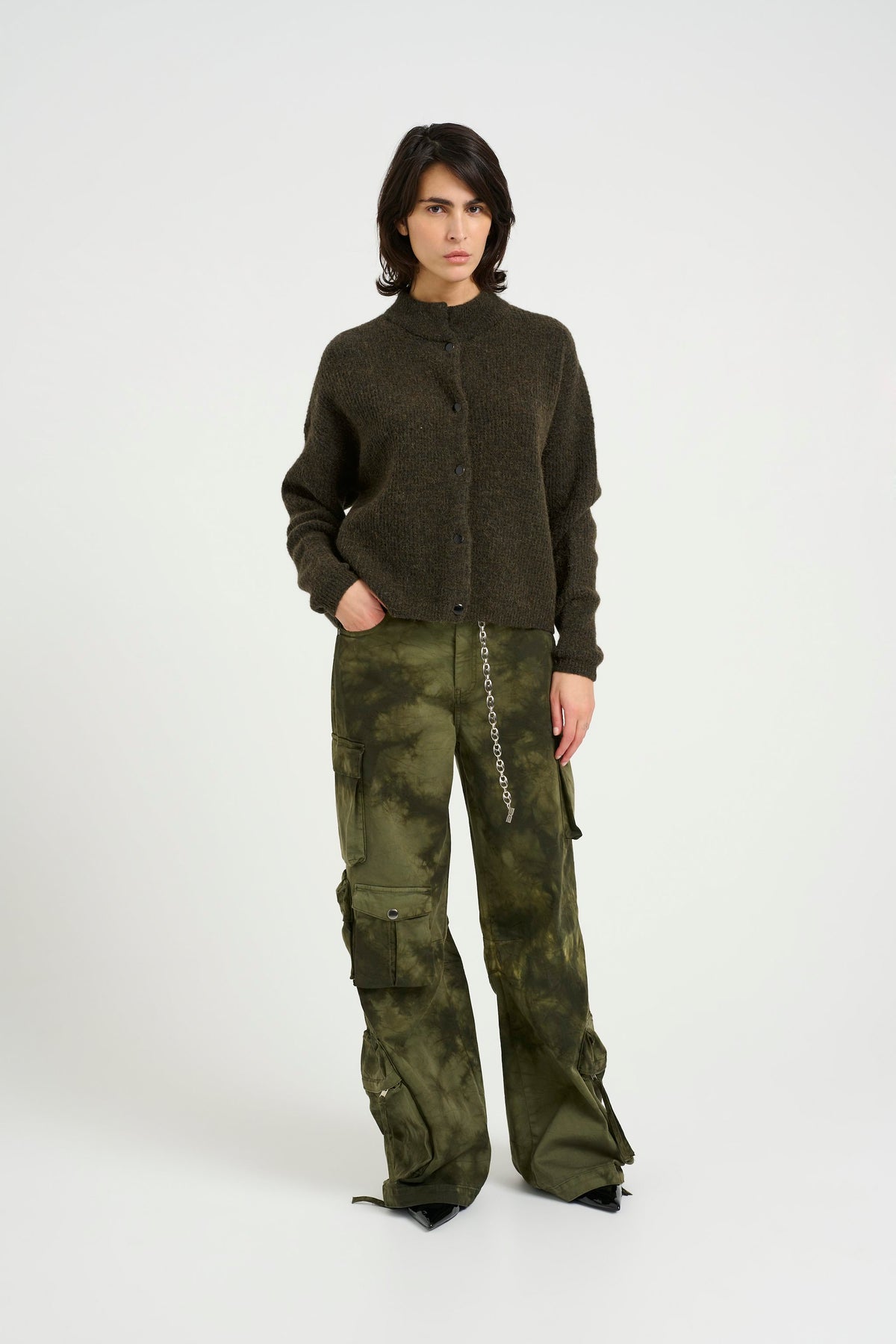 AlphaGZ Short Cardigan - Olive Melange