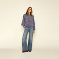 Ivon Retro Flower Blus - Svart