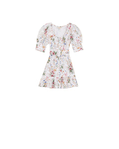 Linen Mini Dress - Flower Garden