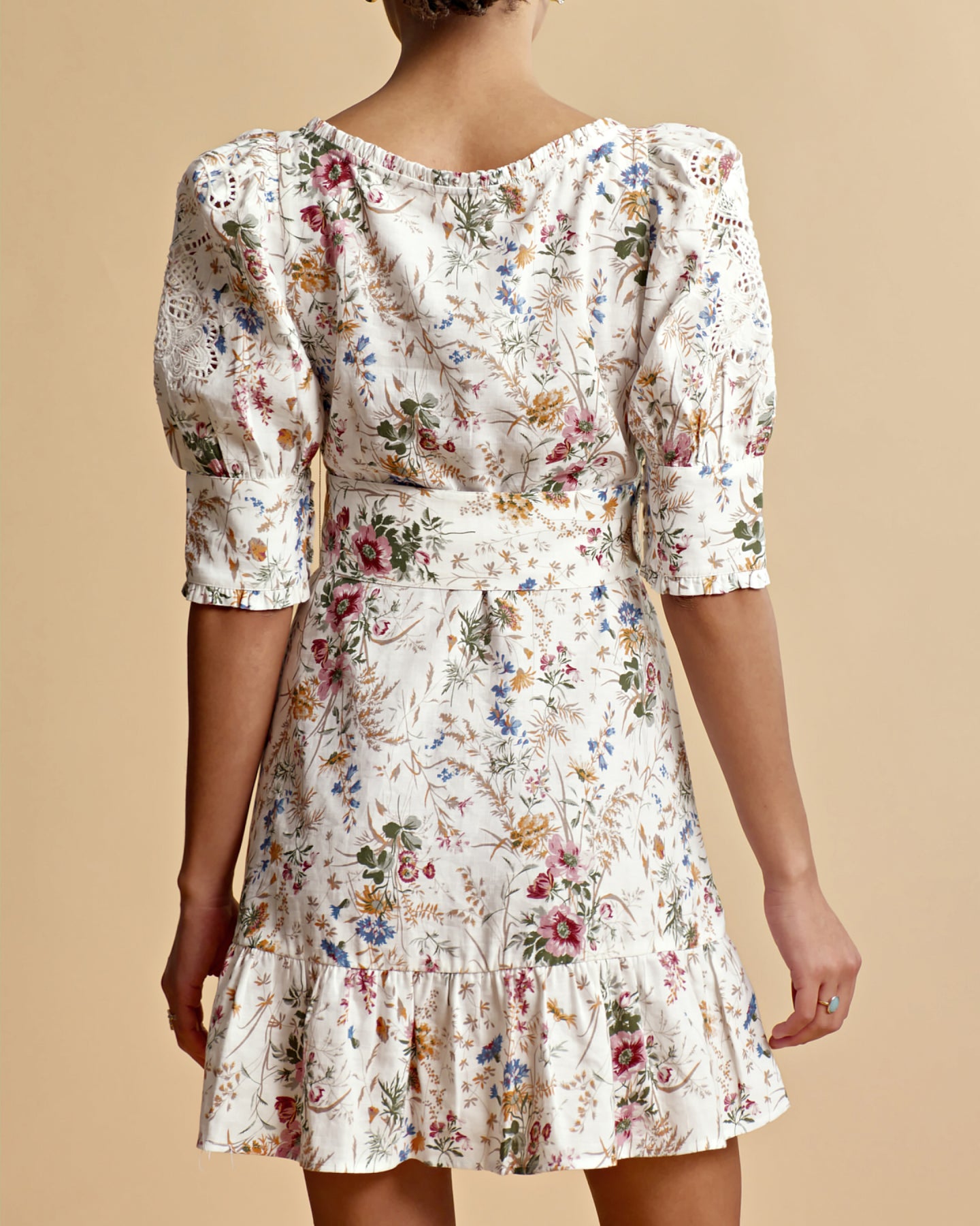Linen Mini Dress - Flower Garden