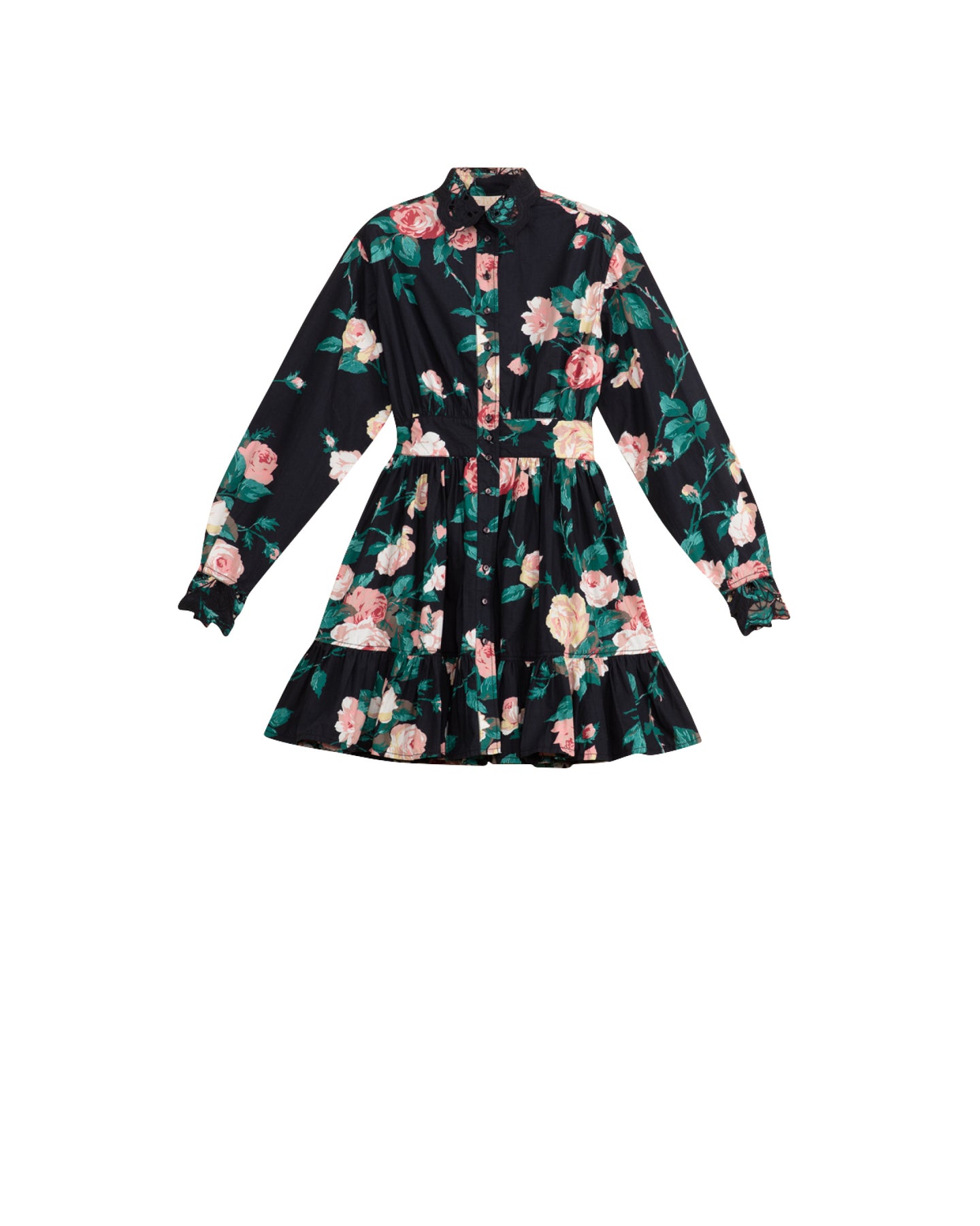 Poplin Mini Dress - Midnight Roses