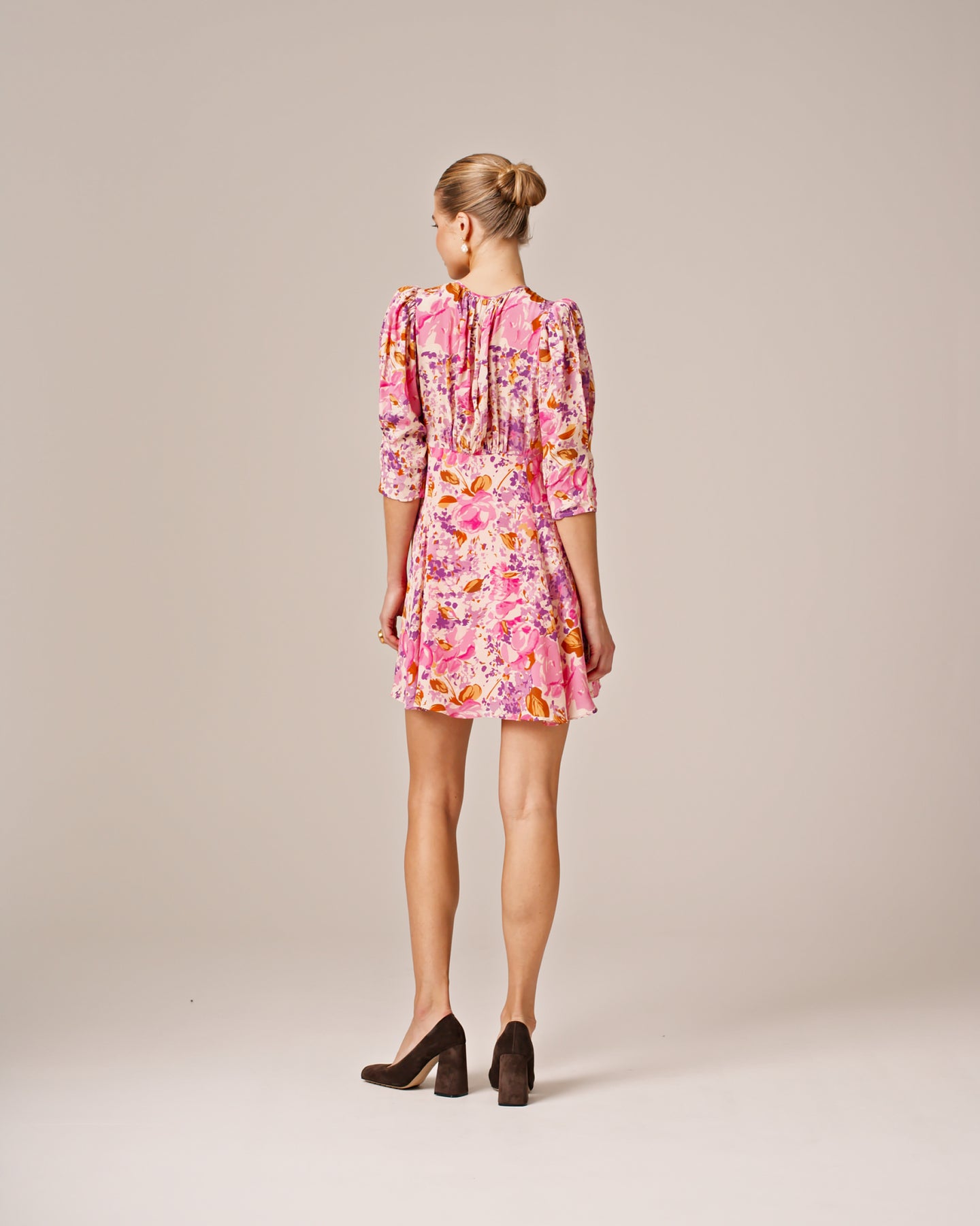 Crepe Mini Dress - Watercolor Bloom